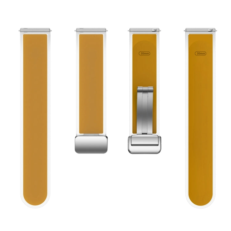 For Samsung Galaxy Watch6 / 5 / 4 Translucent Magnetic Silver Buckle Silicone Watch Band(Dark Yellow)