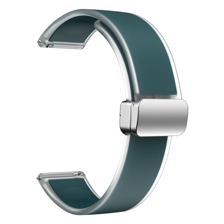For Samsung Galaxy Watch6 / 5 / 4 Translucent Magnetic Silver Buckle Silicone Watch Band(Dark Green)