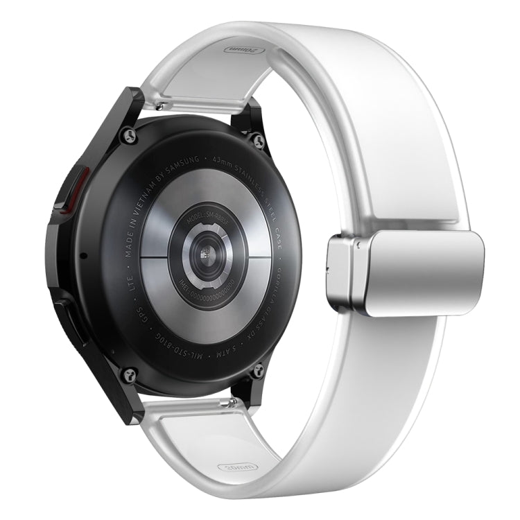 For Samsung Galaxy Watch6 / 5 / 4 Translucent Magnetic Silver Buckle Silicone Watch Band(White)
