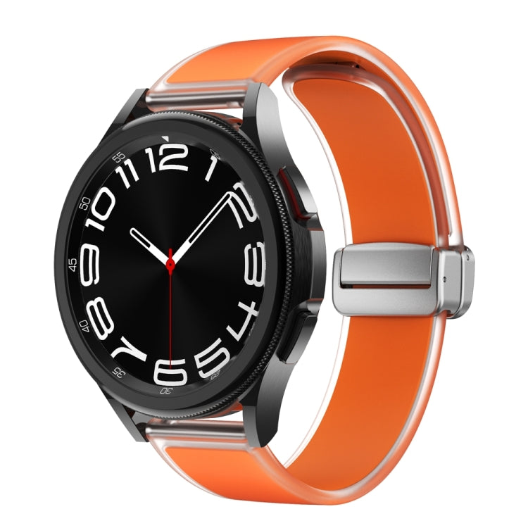 For Samsung Galaxy Watch6 / 5 / 4 Translucent Magnetic Silver Buckle Silicone Watch Band(Orange) - free shipping - PMc TechLife - Order now!