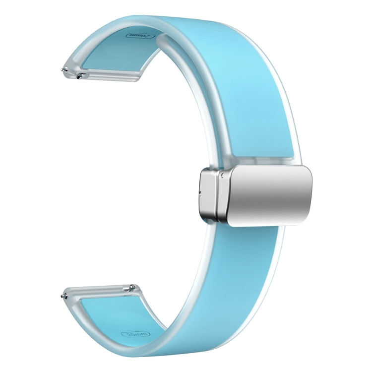 For Samsung Galaxy Watch6 / 5 / 4 Translucent Magnetic Silver Buckle Silicone Watch Band(Tiffany Blue)