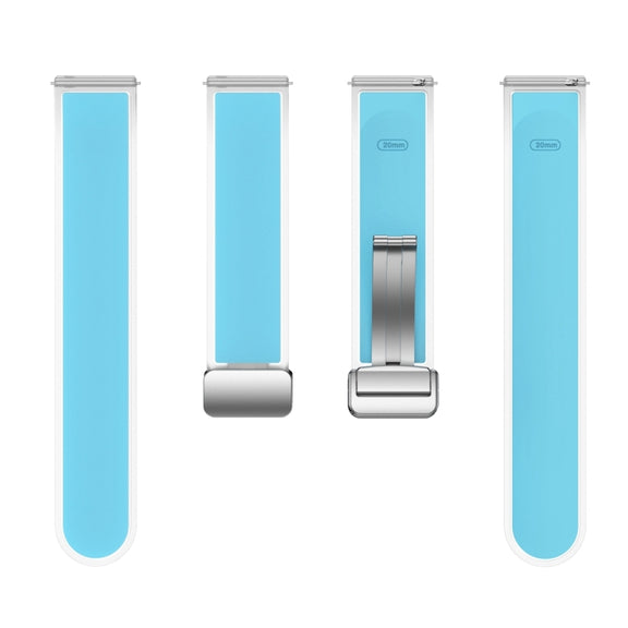 For Samsung Galaxy Watch6 / 5 / 4 Translucent Magnetic Silver Buckle Silicone Watch Band(Tiffany Blue)