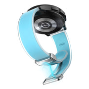 For Samsung Galaxy Watch6 / 5 / 4 Translucent Magnetic Silver Buckle Silicone Watch Band(Tiffany Blue)