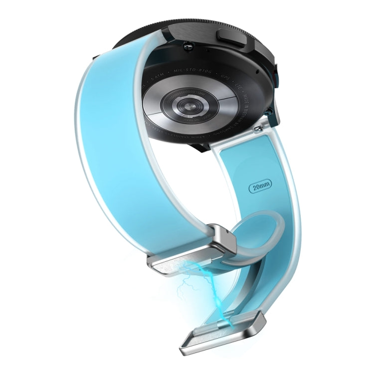 For Samsung Galaxy Watch6 / 5 / 4 Translucent Magnetic Silver Buckle Silicone Watch Band(Tiffany Blue)