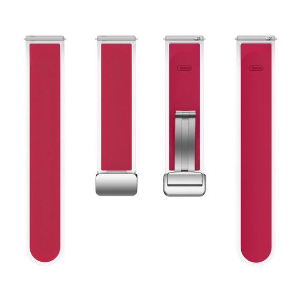 For Samsung Galaxy Watch6 / 5 / 4 Translucent Magnetic Silver Buckle Silicone Watch Band(Magenta)