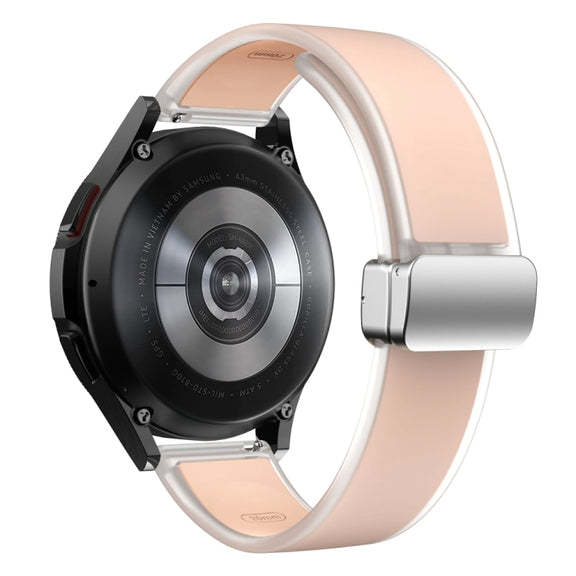 For Samsung Galaxy Watch6 / 5 / 4 Translucent Magnetic Silver Buckle Silicone Watch Band(Pink)