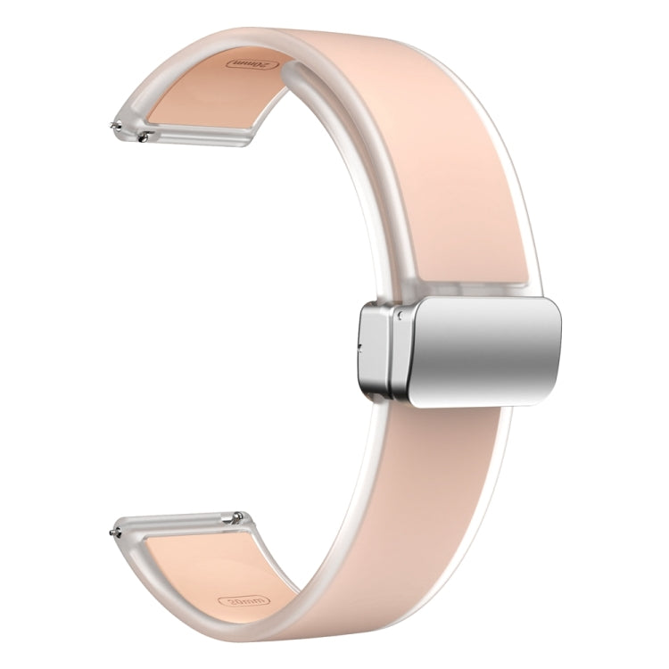 For Samsung Galaxy Watch6 / 5 / 4 Translucent Magnetic Silver Buckle Silicone Watch Band(Pink)