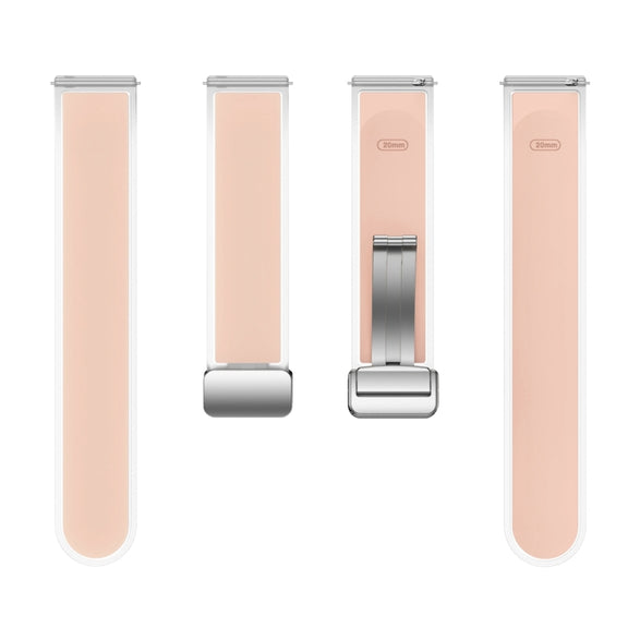 For Samsung Galaxy Watch6 / 5 / 4 Translucent Magnetic Silver Buckle Silicone Watch Band(Pink)
