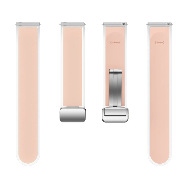For Samsung Galaxy Watch6 / 5 / 4 Translucent Magnetic Silver Buckle Silicone Watch Band(Pink)