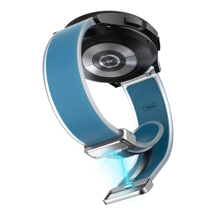 For Samsung Galaxy Watch6 / 5 / 4 Translucent Magnetic Silver Buckle Silicone Watch Band(Blue)