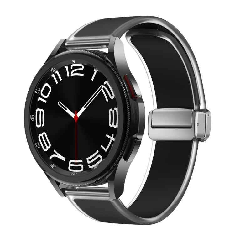 For Samsung Galaxy Watch6 / 5 / 4 Translucent Magnetic Silver Buckle Silicone Watch Band(Black) - free shipping - PMc TechLife - Order now!