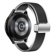 For Samsung Galaxy Watch6 / 5 / 4 Translucent Magnetic Silver Buckle Silicone Watch Band(Black)