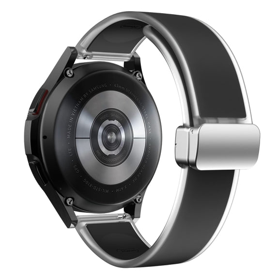 For Samsung Galaxy Watch6 / 5 / 4 Translucent Magnetic Silver Buckle Silicone Watch Band(Black)