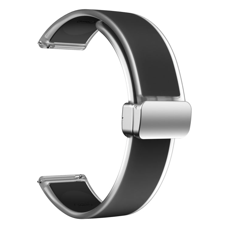 For Samsung Galaxy Watch6 / 5 / 4 Translucent Magnetic Silver Buckle Silicone Watch Band(Black)
