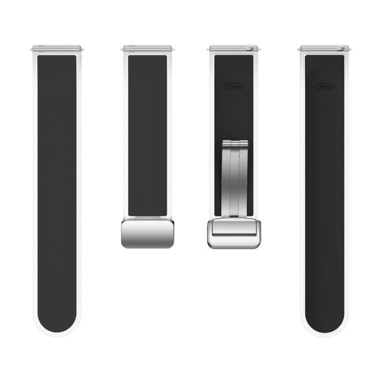 For Samsung Galaxy Watch6 / 5 / 4 Translucent Magnetic Silver Buckle Silicone Watch Band(Black)