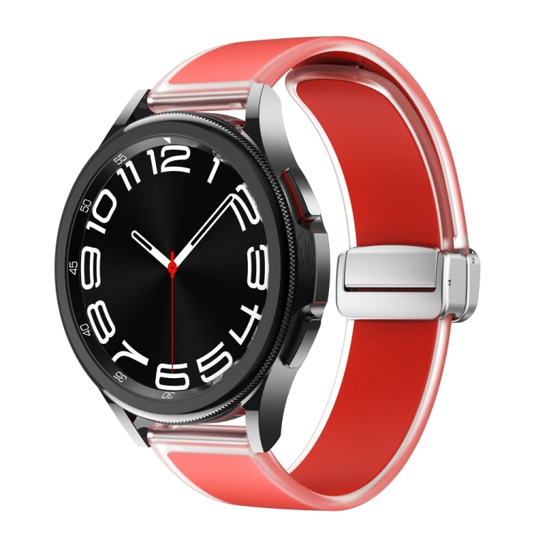 For Samsung Galaxy Watch6 / 5 / 4 Translucent Magnetic Silver Buckle Silicone Watch Band(Red) - free shipping - PMc TechLife - Order now!