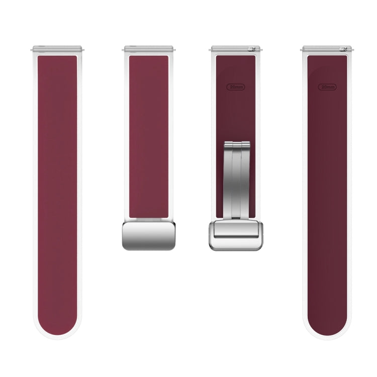 For Samsung Galaxy Watch6 / 5 / 4 Translucent Magnetic Silver Buckle Silicone Watch Band(Wine Red)