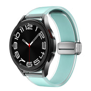 For Samsung Galaxy Watch6 / 5 / 4 Translucent Magnetic Silver Buckle Silicone Watch Band(Light Green)