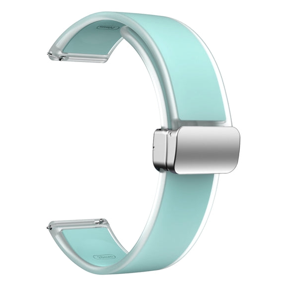 For Samsung Galaxy Watch6 / 5 / 4 Translucent Magnetic Silver Buckle Silicone Watch Band(Light Green)