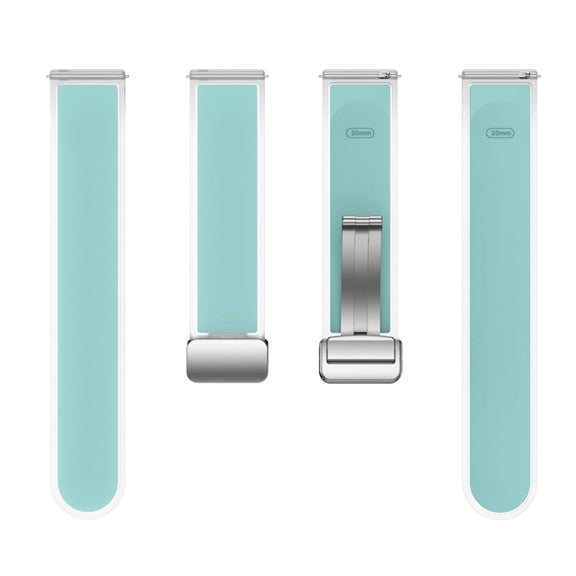 For Samsung Galaxy Watch6 / 5 / 4 Translucent Magnetic Silver Buckle Silicone Watch Band(Light Green)