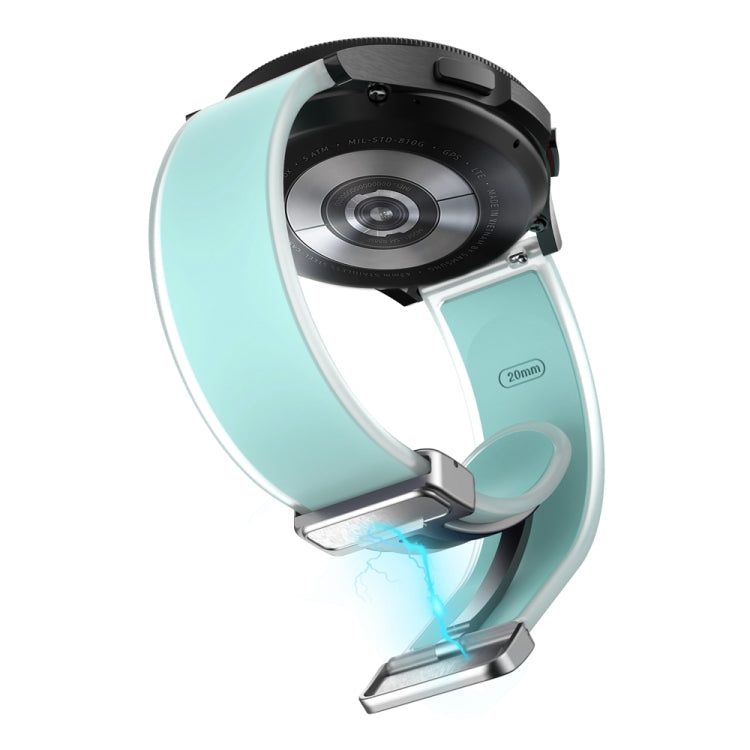 For Samsung Galaxy Watch6 / 5 / 4 Translucent Magnetic Silver Buckle Silicone Watch Band(Light Green)