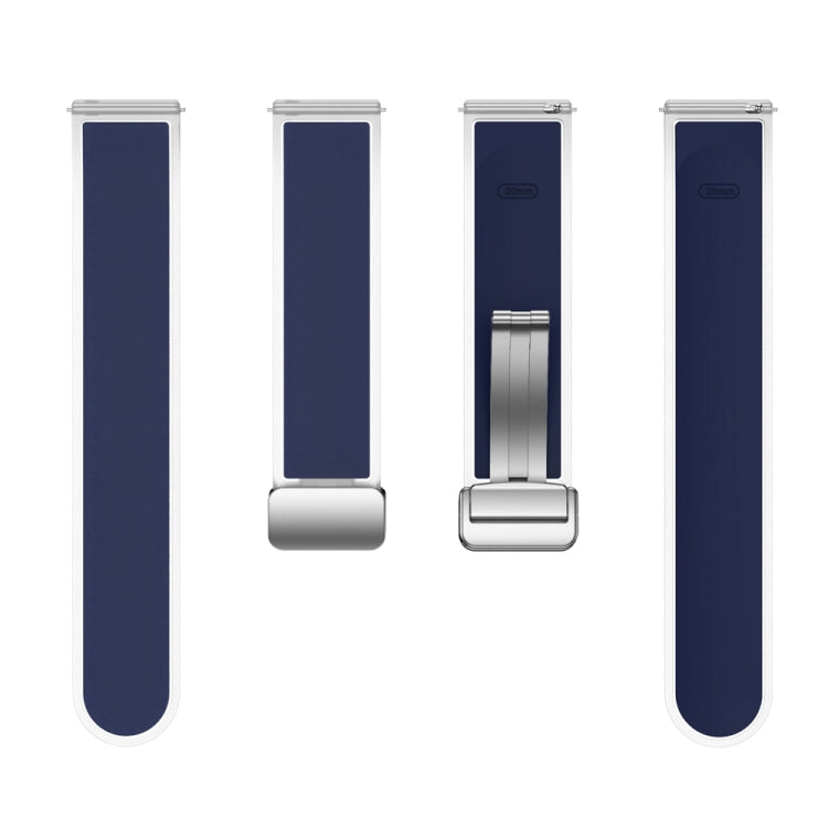 For Samsung Galaxy Watch6 / 5 / 4 Translucent Magnetic Silver Buckle Silicone Watch Band(Dark Blue)