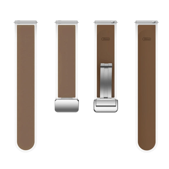 For Samsung Galaxy Watch6 / 5 / 4 Translucent Magnetic Silver Buckle Silicone Watch Band(Dark Brown)
