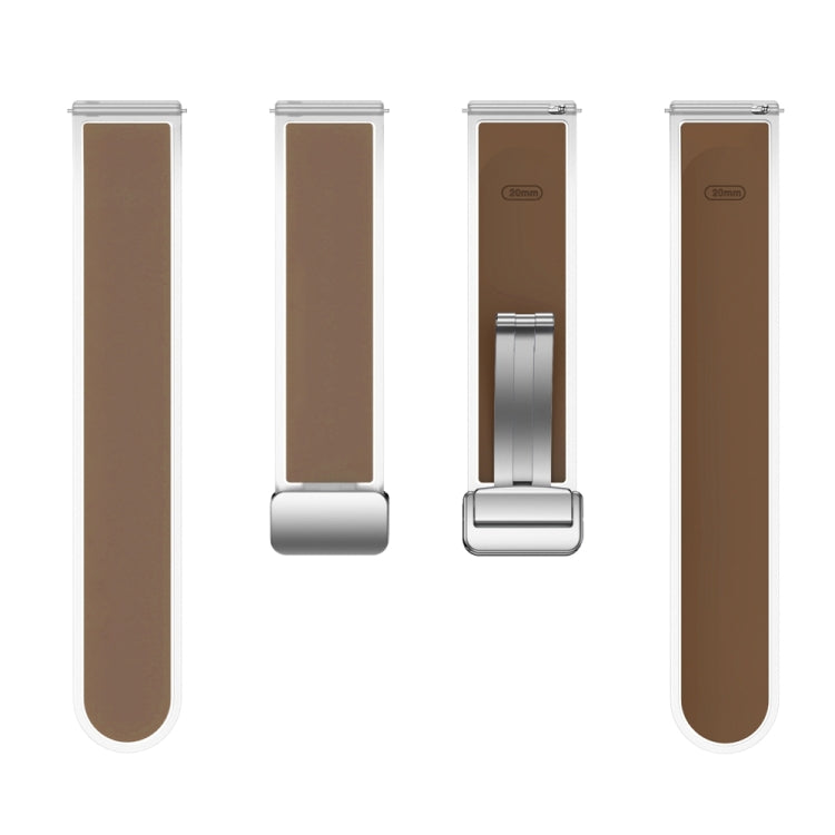 For Samsung Galaxy Watch6 / 5 / 4 Translucent Magnetic Silver Buckle Silicone Watch Band(Dark Brown)
