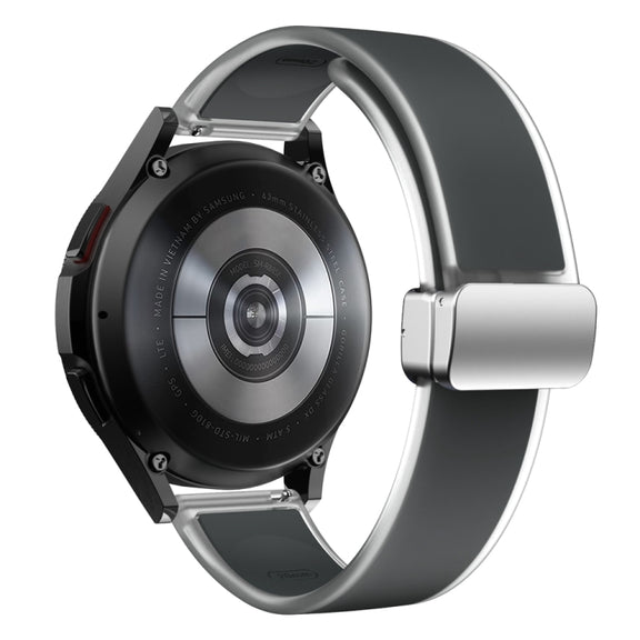 For Samsung Galaxy Watch6 / 5 / 4 Translucent Magnetic Silver Buckle Silicone Watch Band(Space Grey)