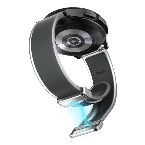 For Samsung Galaxy Watch6 / 5 / 4 Translucent Magnetic Silver Buckle Silicone Watch Band(Space Grey)