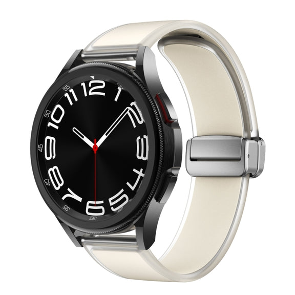 For Samsung Galaxy Watch6 / 5 / 4 Translucent Magnetic Silver Buckle Silicone Watch Band(Starlight Color)