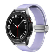 For Samsung Galaxy Watch6 / 5 / 4 Translucent Magnetic Silver Buckle Silicone Watch Band(Purple)