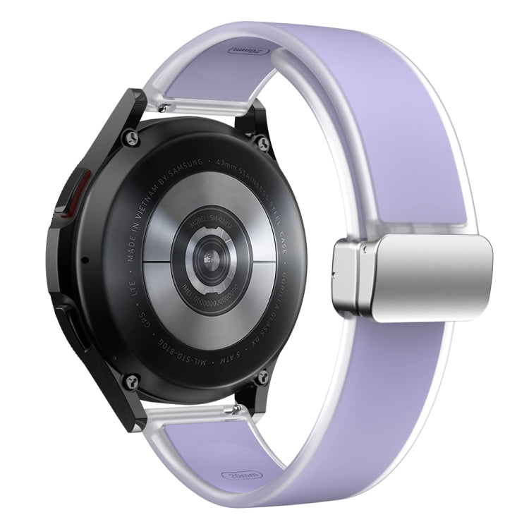 For Samsung Galaxy Watch6 / 5 / 4 Translucent Magnetic Silver Buckle Silicone Watch Band(Purple)