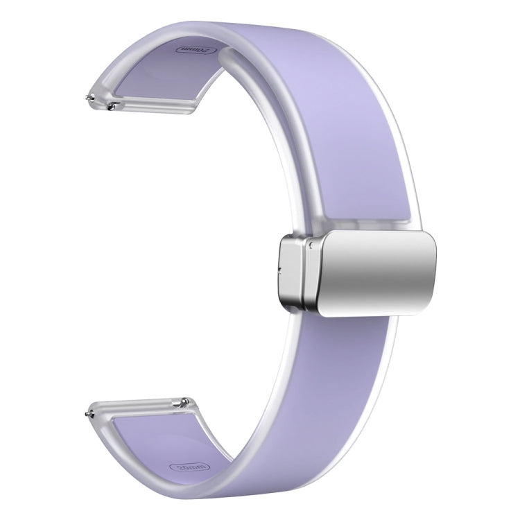 For Samsung Galaxy Watch6 / 5 / 4 Translucent Magnetic Silver Buckle Silicone Watch Band(Purple)