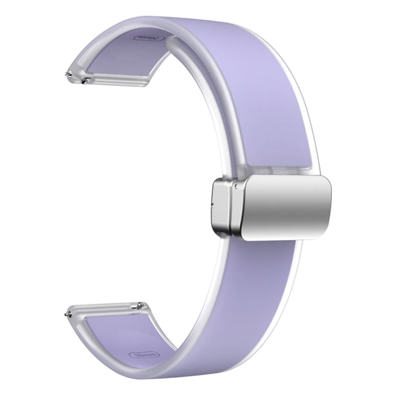 For Samsung Galaxy Watch6 / 5 / 4 Translucent Magnetic Silver Buckle Silicone Watch Band(Purple)