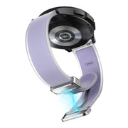 For Samsung Galaxy Watch6 / 5 / 4 Translucent Magnetic Silver Buckle Silicone Watch Band(Purple)