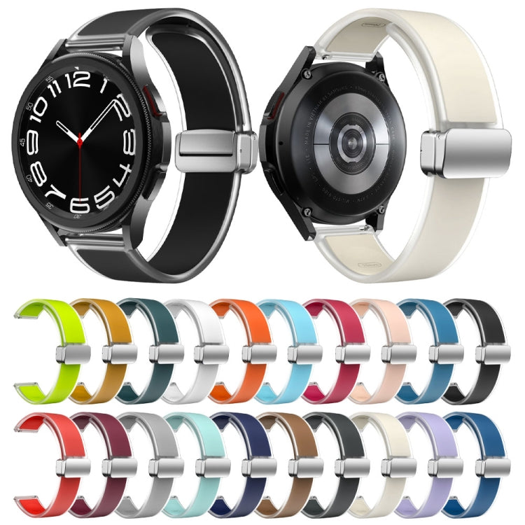 For Samsung Galaxy Watch6 / 5 / 4 Translucent Magnetic Silver Buckle Silicone Watch Band(Light Grey)