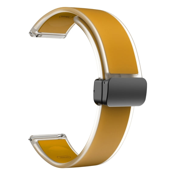 For Samsung Galaxy Watch6 / 5 / 4 Translucent Magnetic Black Buckle Silicone Watch Band(Dark Yellow)