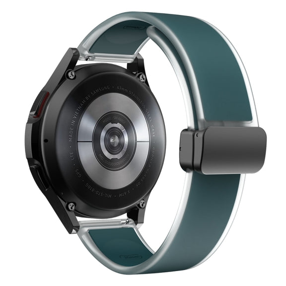 For Samsung Galaxy Watch6 / 5 / 4 Translucent Magnetic Black Buckle Silicone Watch Band(Dark Green)