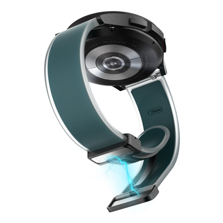 For Samsung Galaxy Watch6 / 5 / 4 Translucent Magnetic Black Buckle Silicone Watch Band(Dark Green)