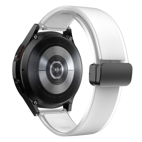 For Samsung Galaxy Watch6 / 5 / 4 Translucent Magnetic Black Buckle Silicone Watch Band(White)