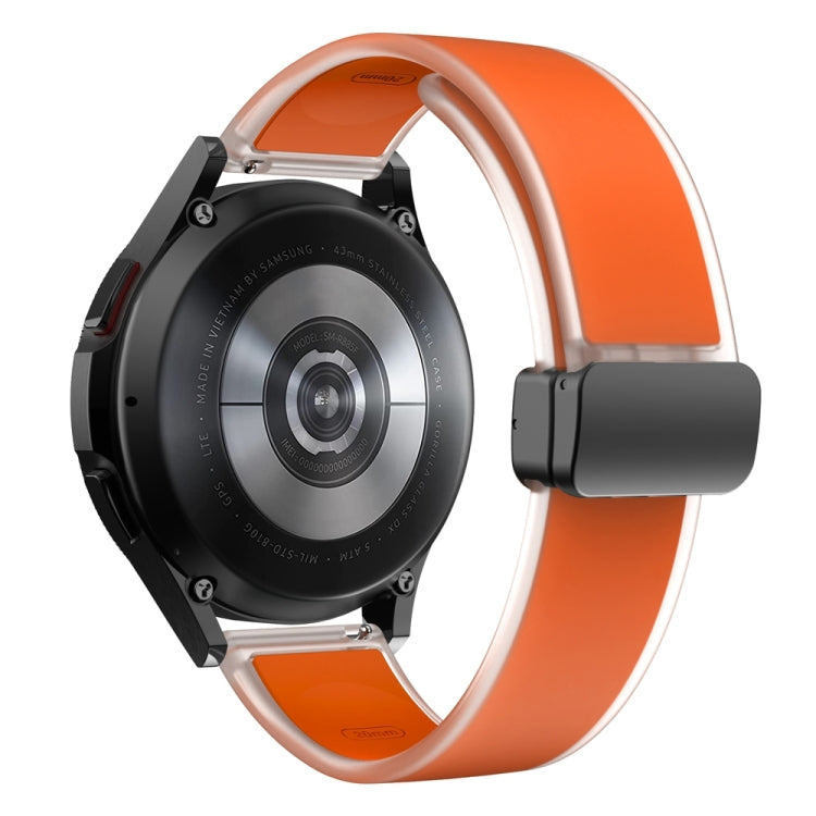 For Samsung Galaxy Watch6 / 5 / 4 Translucent Magnetic Black Buckle Silicone Watch Band(Orange)