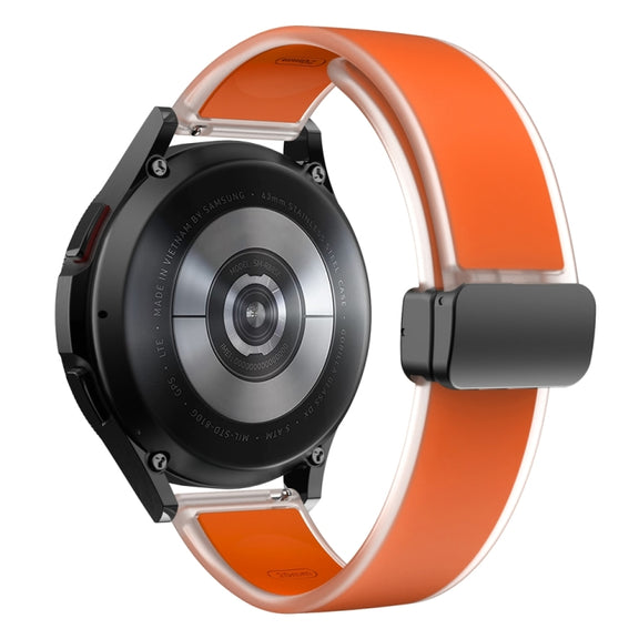 For Samsung Galaxy Watch6 / 5 / 4 Translucent Magnetic Black Buckle Silicone Watch Band(Orange)