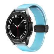 For Samsung Galaxy Watch6 / 5 / 4 Translucent Magnetic Black Buckle Silicone Watch Band(Tiffany Blue)