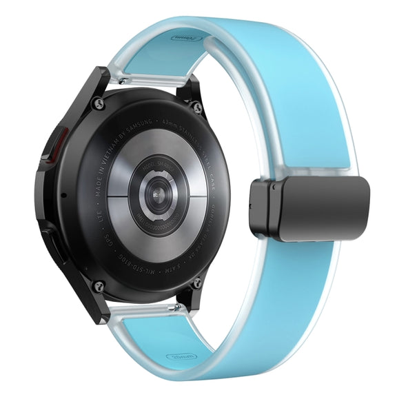For Samsung Galaxy Watch6 / 5 / 4 Translucent Magnetic Black Buckle Silicone Watch Band(Tiffany Blue)