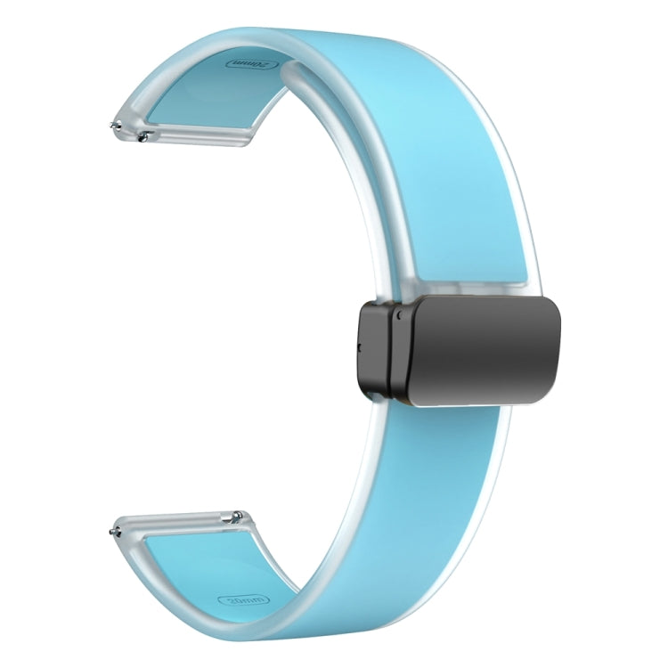 For Samsung Galaxy Watch6 / 5 / 4 Translucent Magnetic Black Buckle Silicone Watch Band(Tiffany Blue)