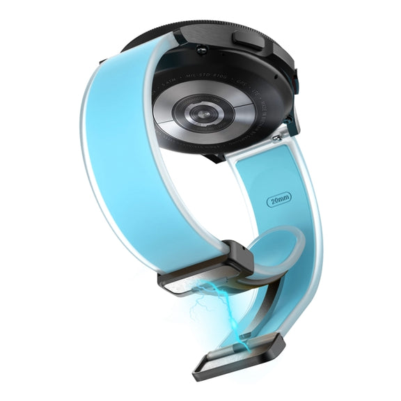 For Samsung Galaxy Watch6 / 5 / 4 Translucent Magnetic Black Buckle Silicone Watch Band(Tiffany Blue)