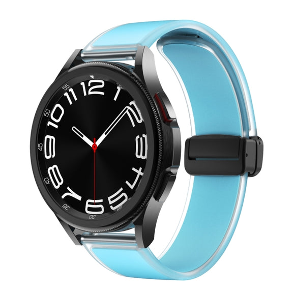 For Samsung Galaxy Watch6 / 5 / 4 Translucent Magnetic Black Buckle Silicone Watch Band(Tiffany Blue)
