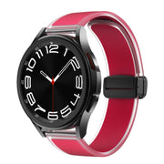For Samsung Galaxy Watch6 / 5 / 4 Translucent Magnetic Black Buckle Silicone Watch Band(Magenta)