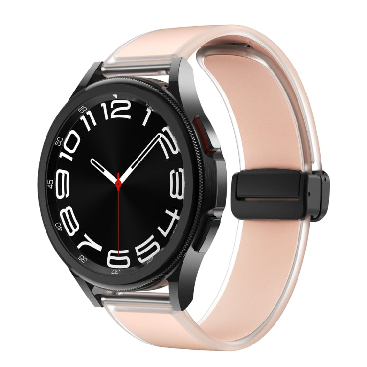 For Samsung Galaxy Watch6 / 5 / 4 Translucent Magnetic Black Buckle Silicone Watch Band(Pink)